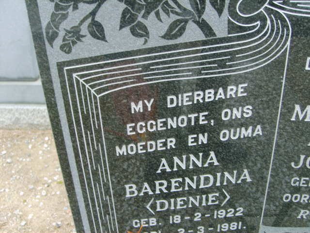 VENTER Anna Barendina 1922-1981