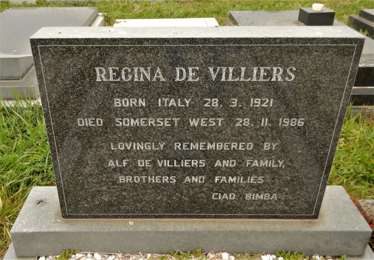 VILLIERS Regina, de 1921-1986
