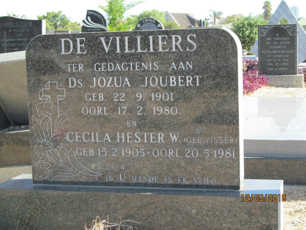 VILLIERS Jozua Joubert, de 1901-1980 &amp; Cecilia Hester W. VISSER 1905-1981