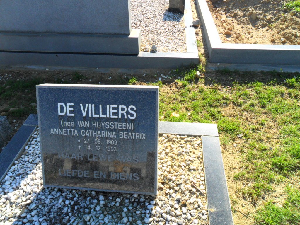 VILLIERS Annetta Catharina Beatrix, de nee VAN HUYSSTEEN 1909-1993