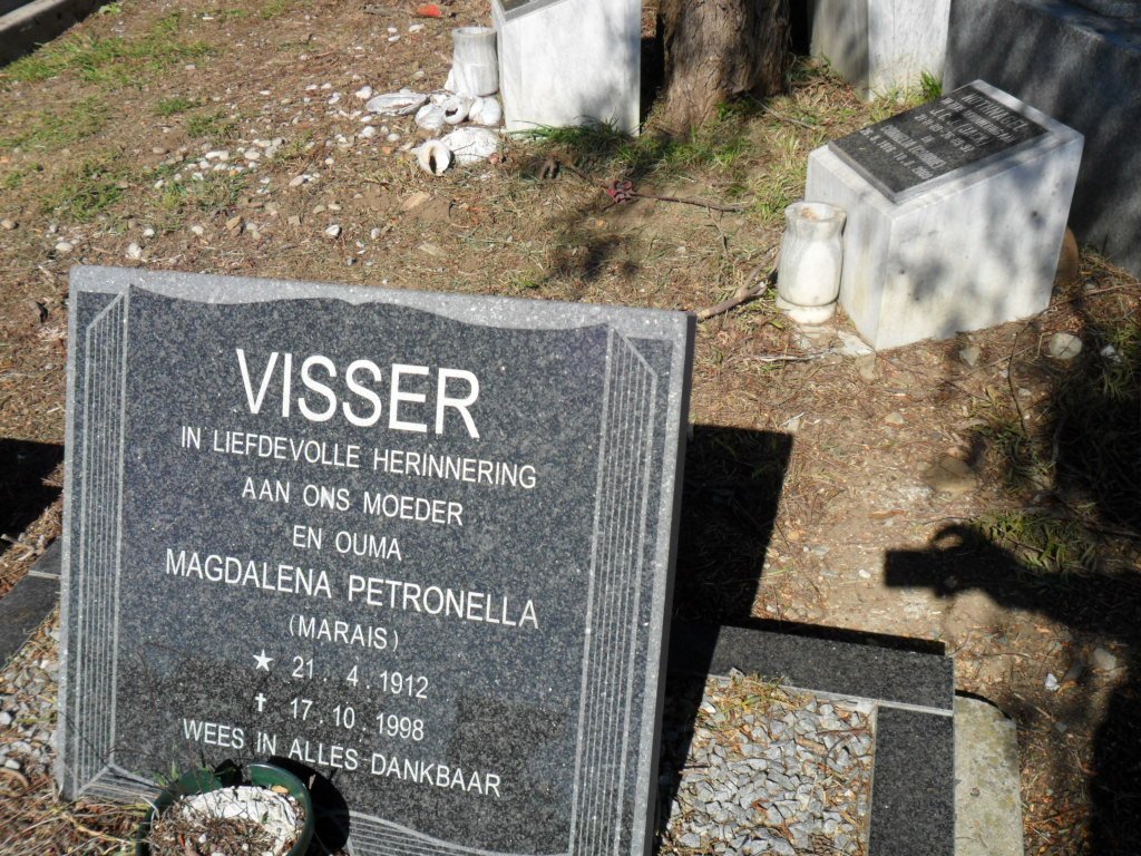VISSER Magdalena Petronella nee MARAIS 1912-1998