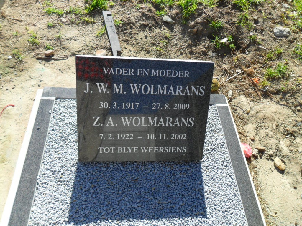 WOLMARANS J.W.M. 1917-2009 &amp; Z.A. 1922-2002