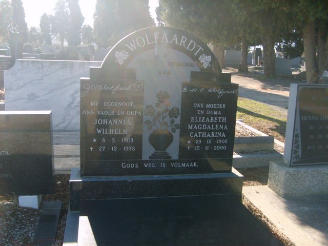 WOLFAARDT Johannes Wilhelm 1903-1978 &amp; Elizabeth Magdalena Catharina 1908-2000