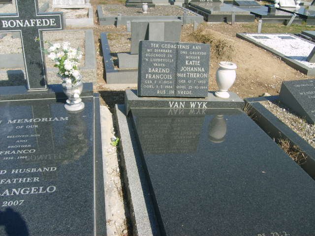 WYK Barend Francois, van 1904-1984 &amp; Katie Johanna THERON 1903-1984