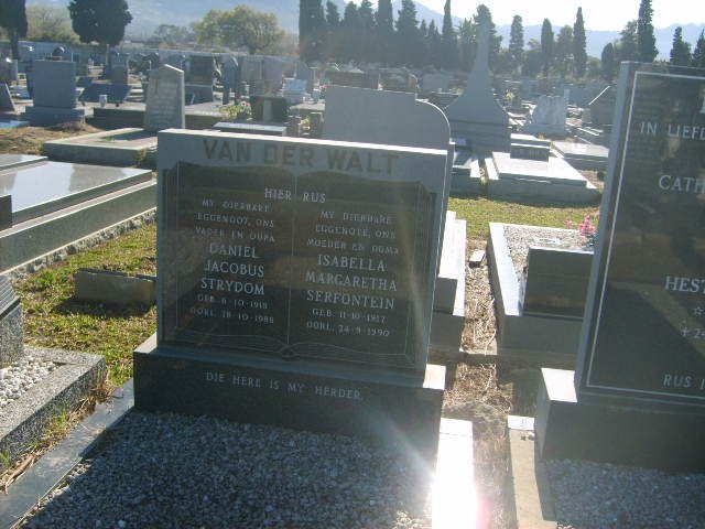 WALT Daniel Jacobus Strydom, van der 1918-1988 &amp; Isabella Margaretha SERFONTEIN 1917-1990