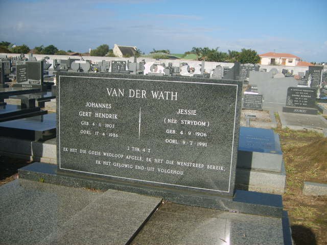 WATH Johannes Gert Hendrik, van der 1903-1986 &amp; Jessie STRYDOM 1906-1991