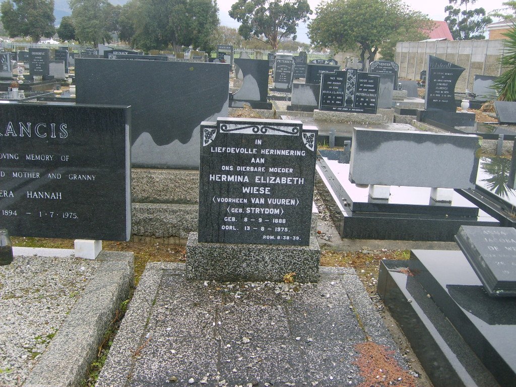 WIESE Hermina Elizabeth previously VAN VUUREN nee STRYDOM 1888-1975