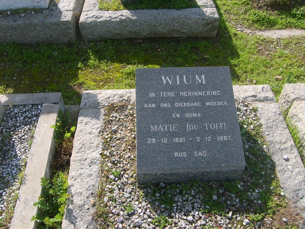 WIUM Matie nee DU TOIT 1881-1967