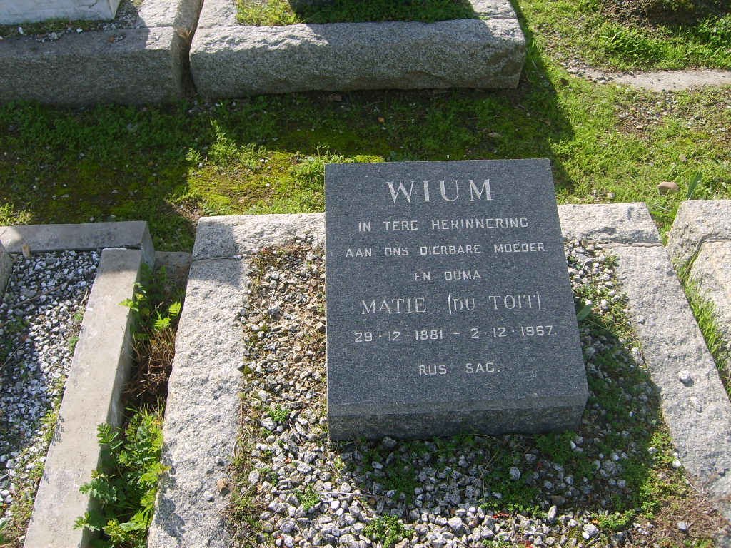 WIUM Matie nee du TOIT 1881-1967