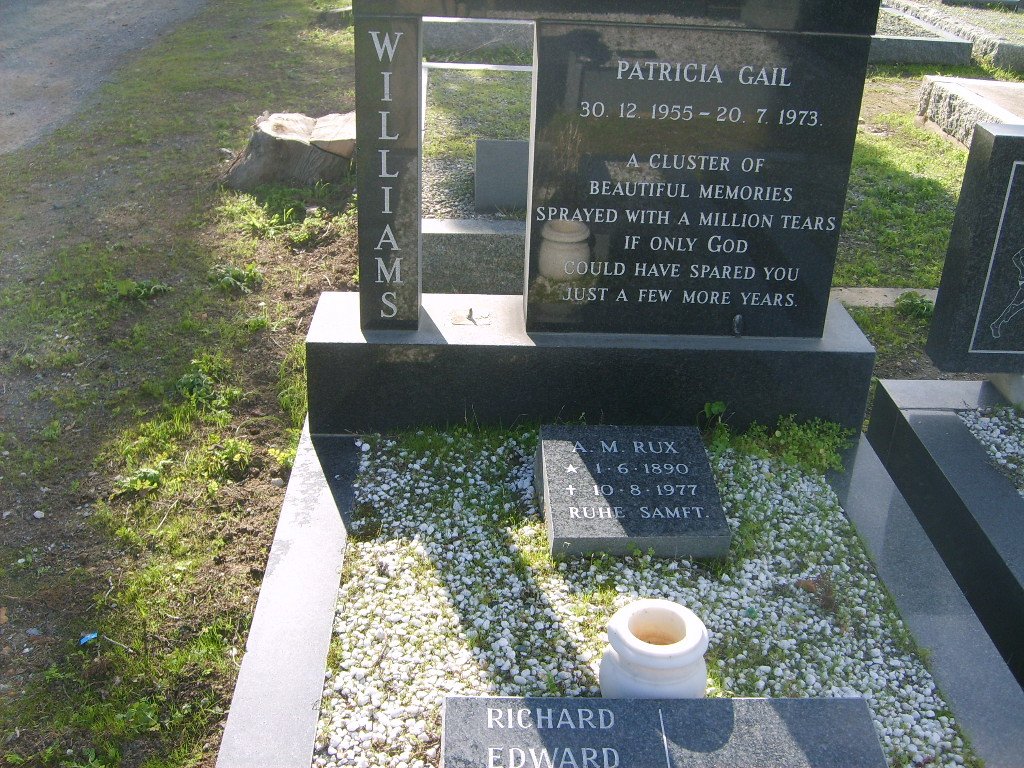WILLIAMS Patricia Gail 1955-1973 :: RUX A.M. 1890-1977