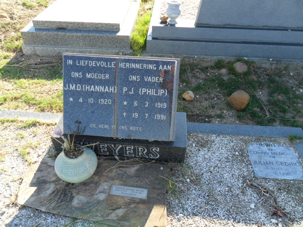 WEYERS P.J. 1919-1991 &amp; J.M.D. 1920-