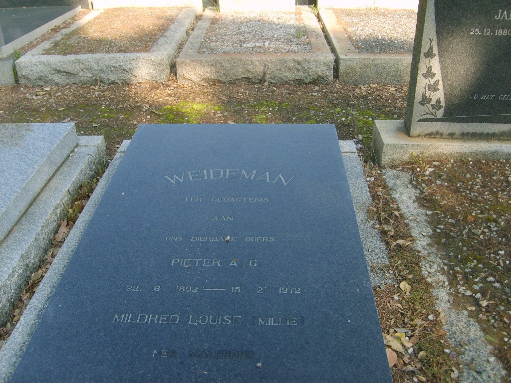 WEIDEMAN Pieter A.C. 1892-1972 &amp; Mildred Louise MALHERBE