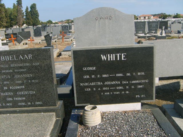 WHITE George 1885-1970 &amp; Margaretha Johanna LAMBRECHTS 1903-1987