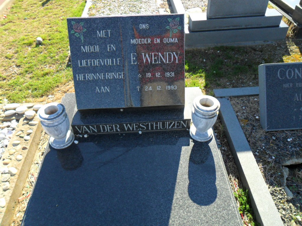 WESTHUIZEN E. Wendy, van der 1931-1993
