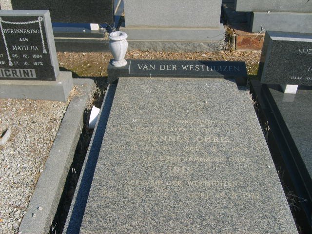 WESTHUIZEN Johannes Chris, van der ?-? &amp; Iris VAN DER WESTHUIZEN -1972