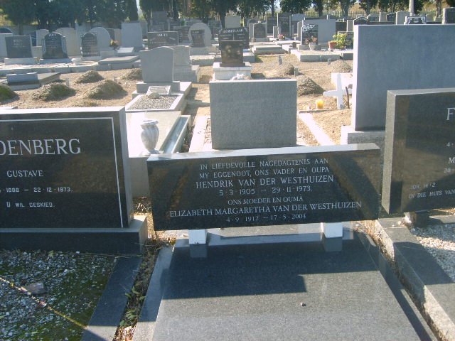 WESTHUIZEN Hendrik, van der 1905-1973 &amp; Elizabeth Margaretha 1912-2004