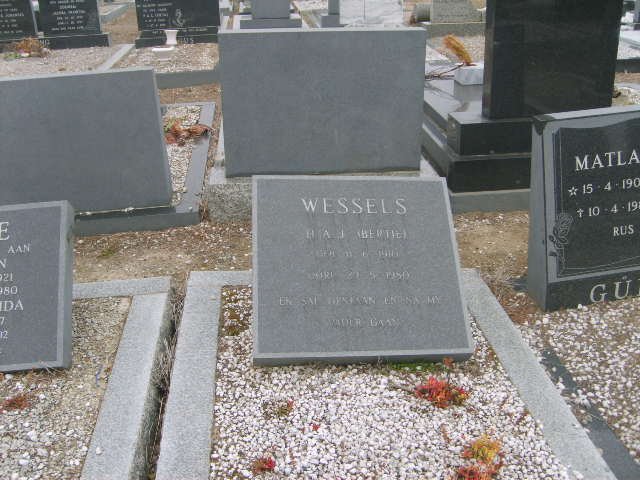WESSELS B.A.J. 1910-1980