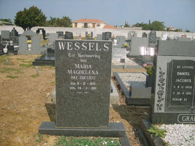 WESSELS Maria Magdalena nee COETZEE 1926-1991