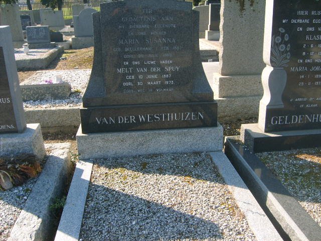 WESTHUIZEN MELT Van der Spuy, van der 1887-1973 &amp; Maria Susanna KELLERMAN 1887-????
