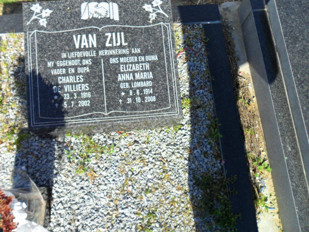 ZIJL Charles de Villiers, van 1916-2002 &amp; Elizabeth Anna Maria LOMBARD 1914-2008