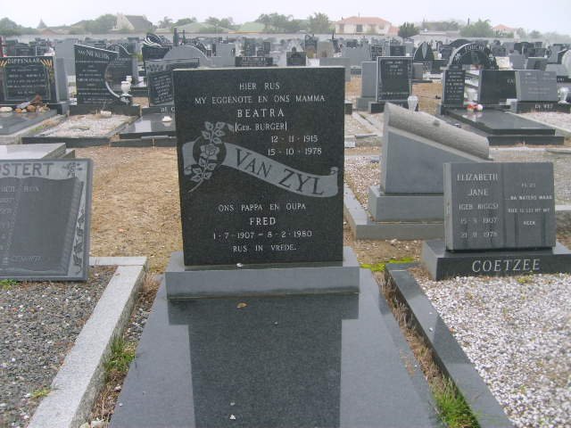 ZYL Fred, van 1907-1980 &amp; Beatra BURGER 1915-1978