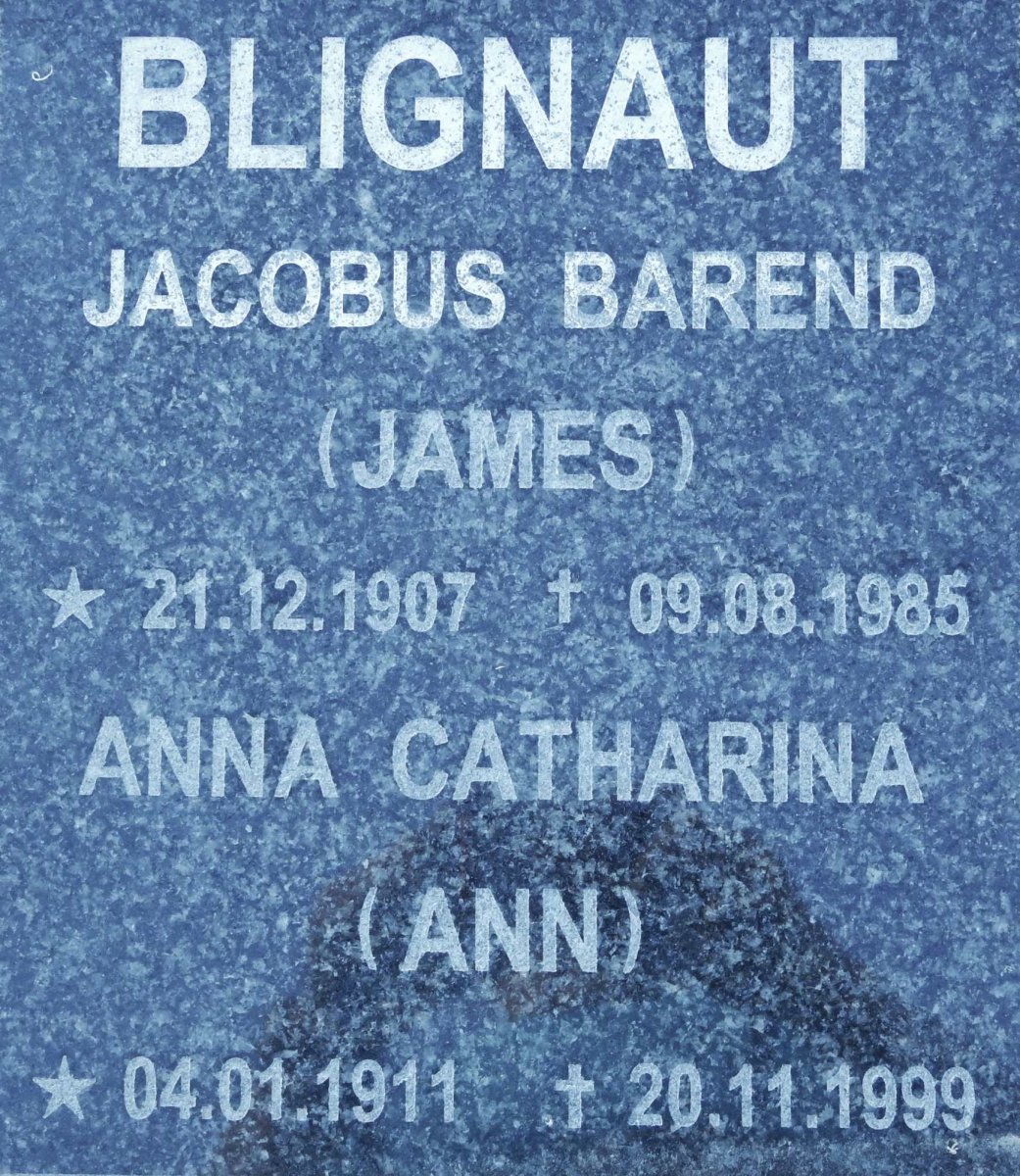 BLIGNAUT Jacobus Barend 1907-1985 &amp; Anna Catharina 1911-1999