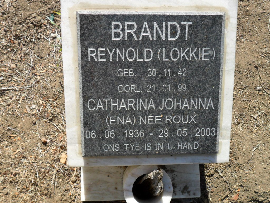 BRANDT Reynold 1942-1999 &amp; Catharina Johanna ROUX 1936-2003