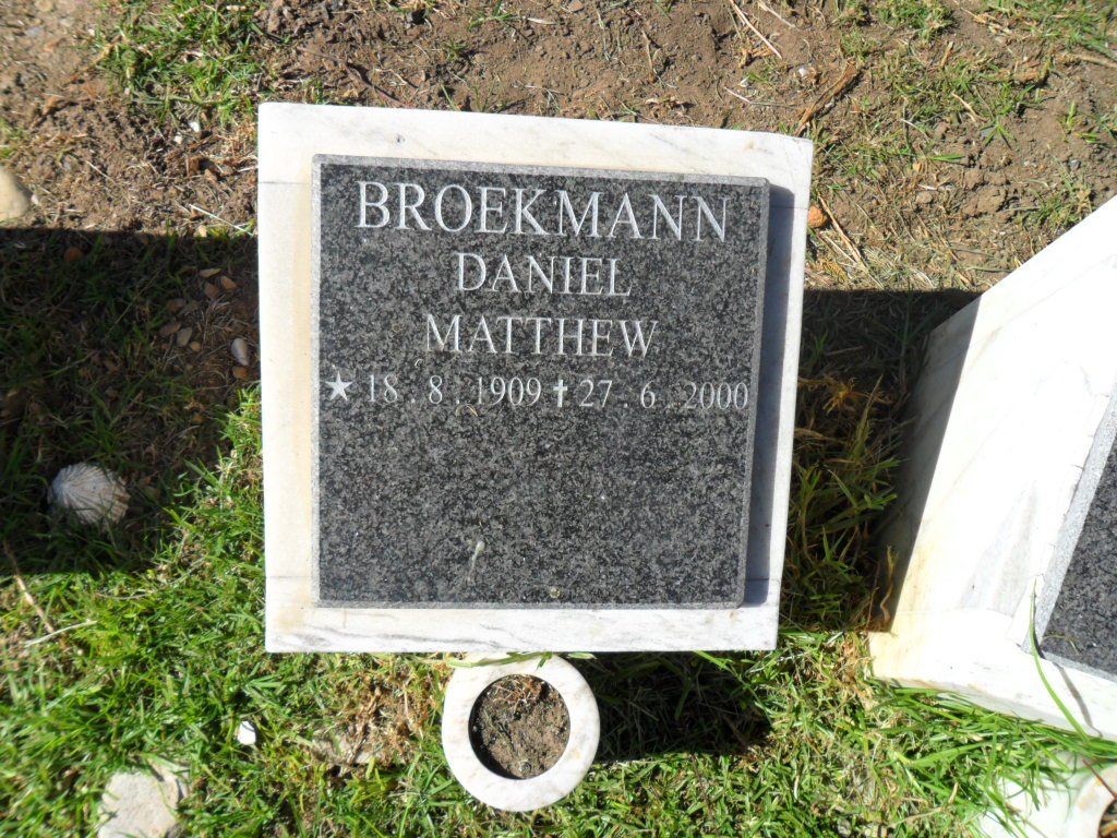 BROEKMANN Daniel Matthew 1909-2000