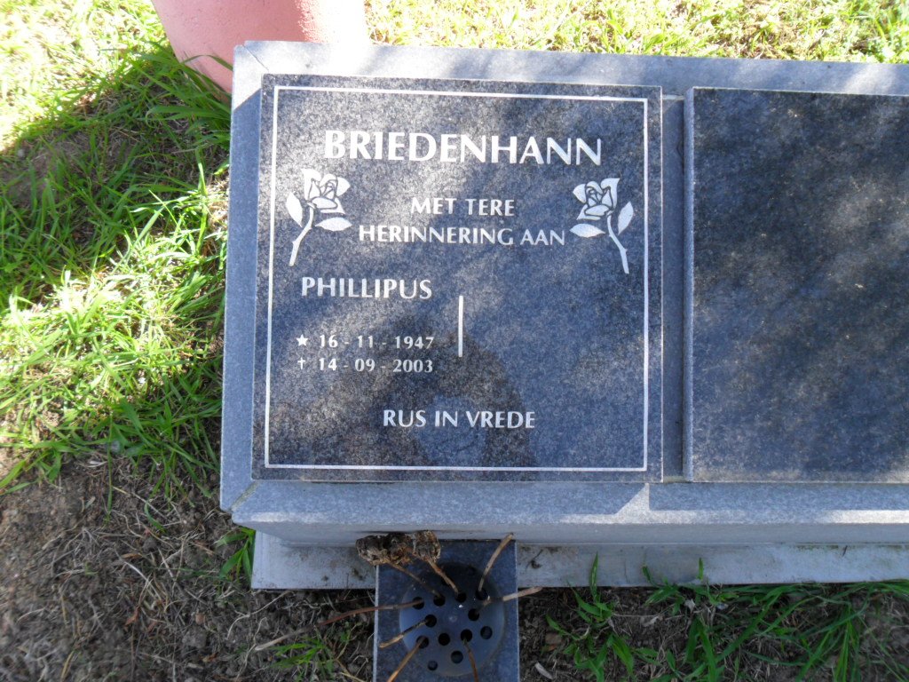 BRIEDENHANN Phillipus 1947-2003