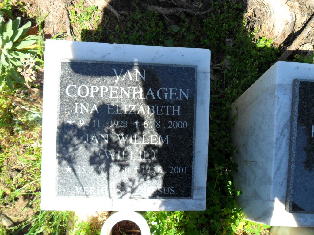COPPENHAGEN Jan Willem, van 1930-2001 &amp; Ina Elizabeth 1928-2000