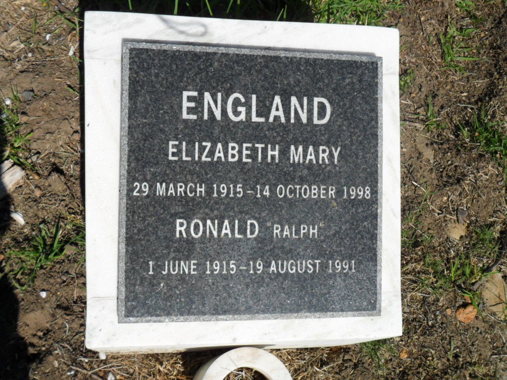 ENGLAND Ronald 1915-1991 &amp; Elizabeth Mary 1915-1998