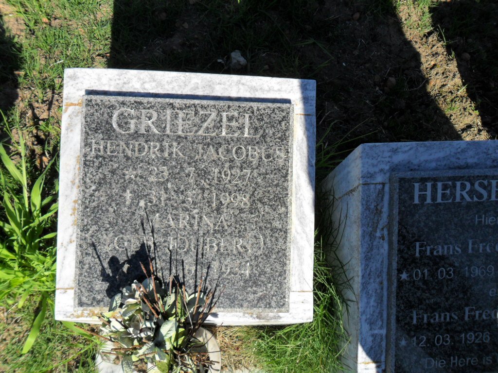GRIEZEL Hendrik Jacobus 1927-1998 &amp; Marina JOUBERT 1934-