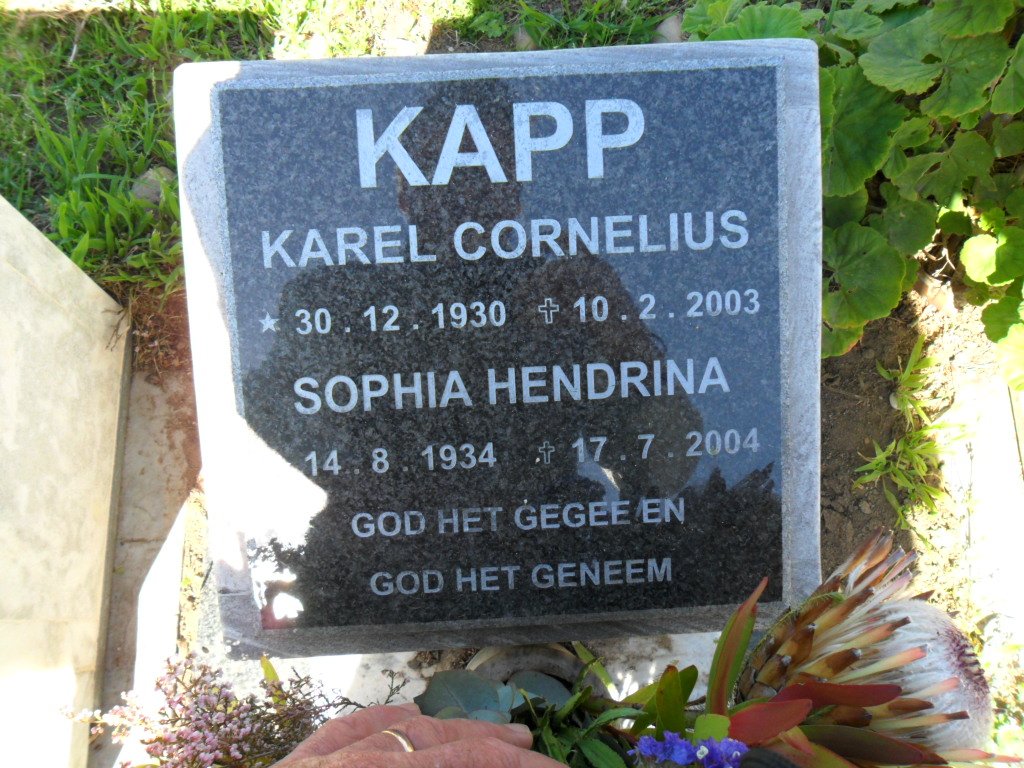 KAPP Karel Cornelius 1930-2003 &amp; Sophia Hendrina 1934-2004