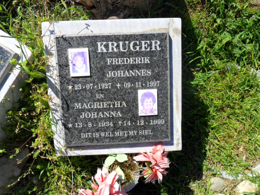 KRUGER Frederik Johannes 1927-1997 &amp; Magrietha Johanna 1934-1999