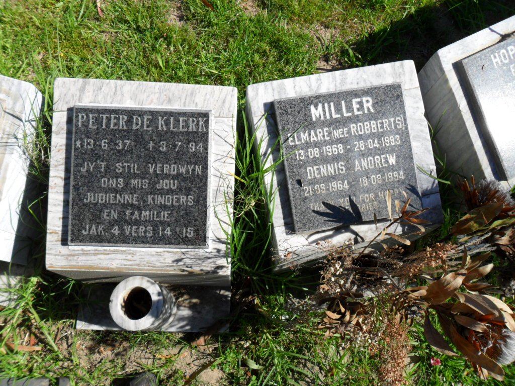 KLERK Peter, de 1937-1994 :: MILLER Dennis Andrew 1964-!994 &amp; Elmare ROBBERTS 1968-1993