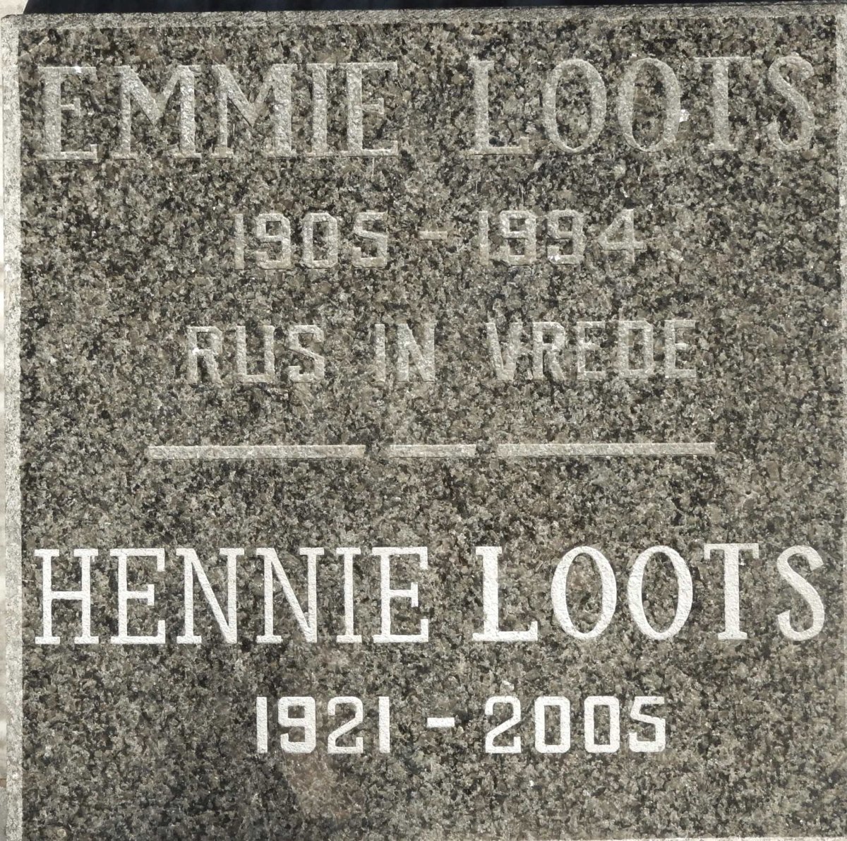 LOOTS Emmie 1905-1994 :: Loots Hennie 1921-2005