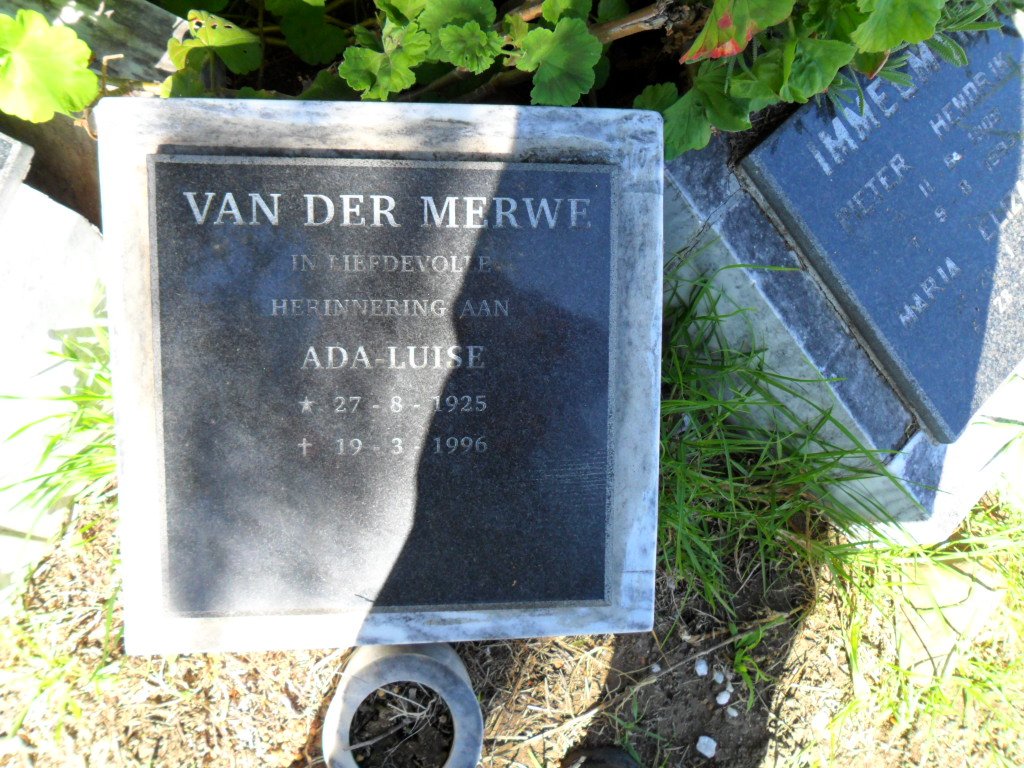 MERWE Ada-Luise, van der 1925-1996