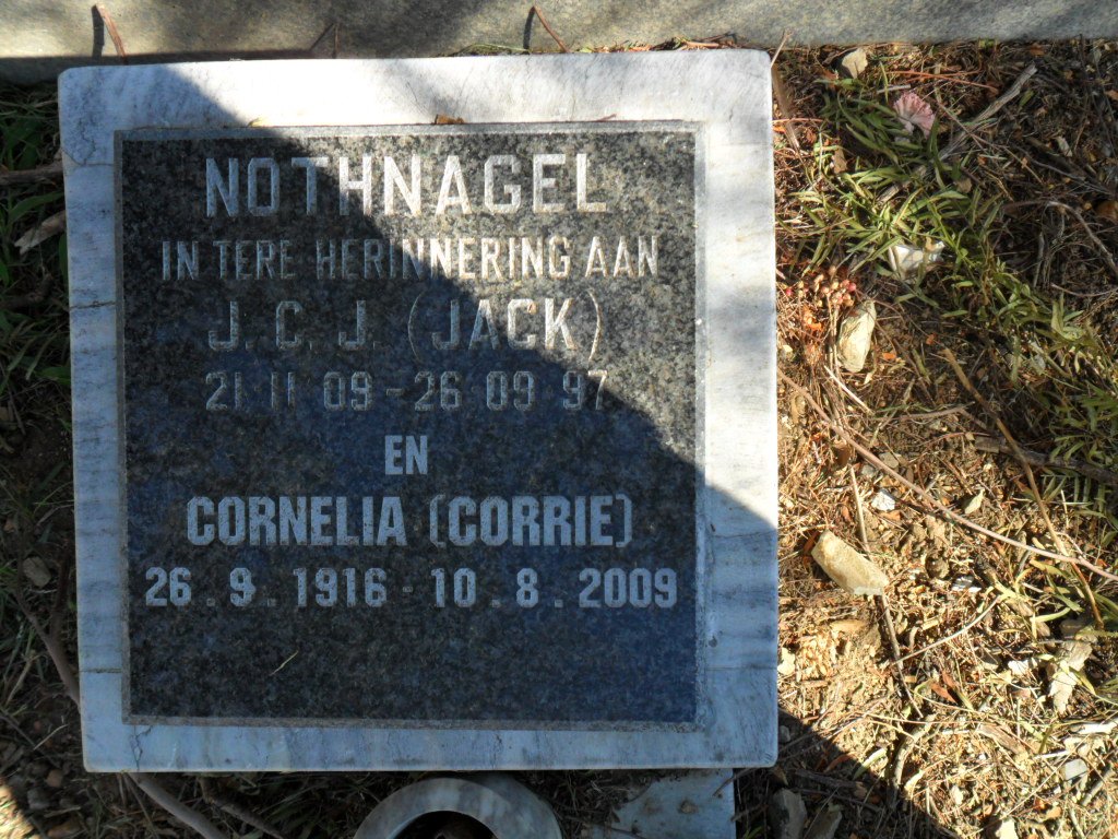 NOTHNAGEL J.C.J. 1909-1997 &amp; Cornelia 1916-2009