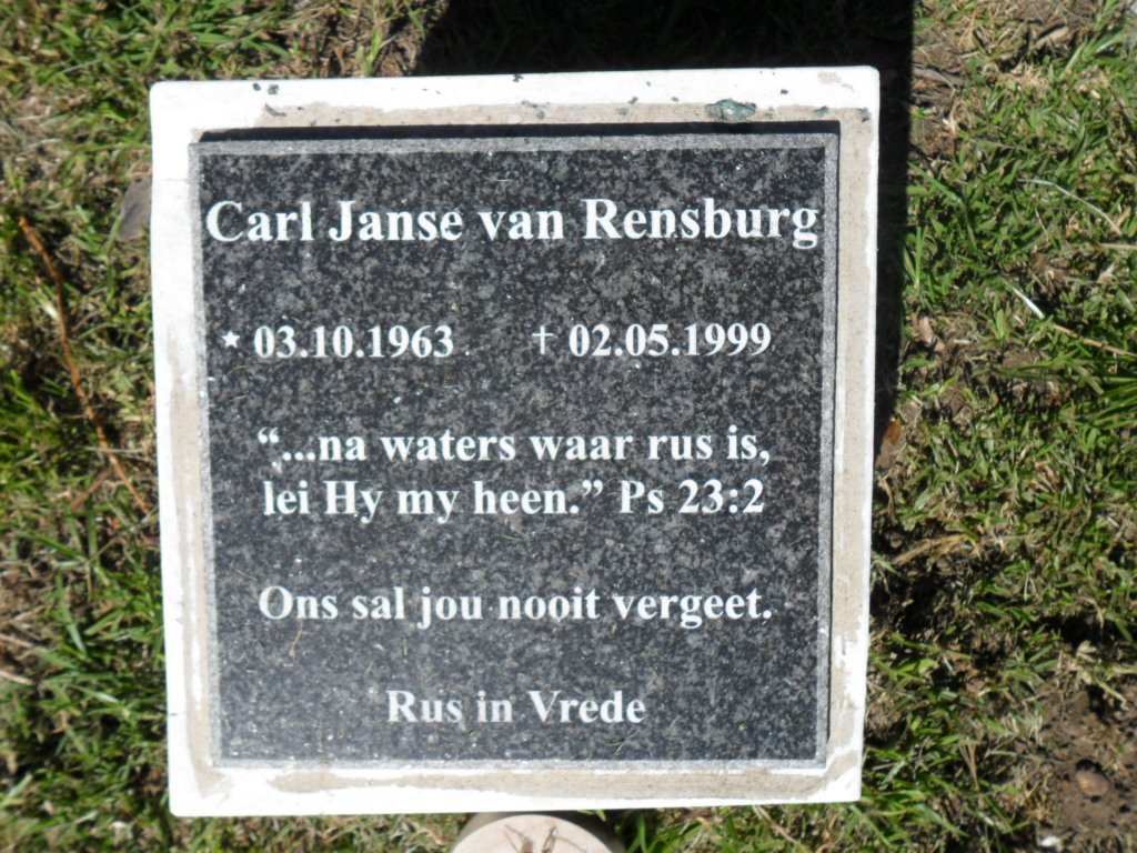 RENSBURG Carl, Janse van 1963-1999