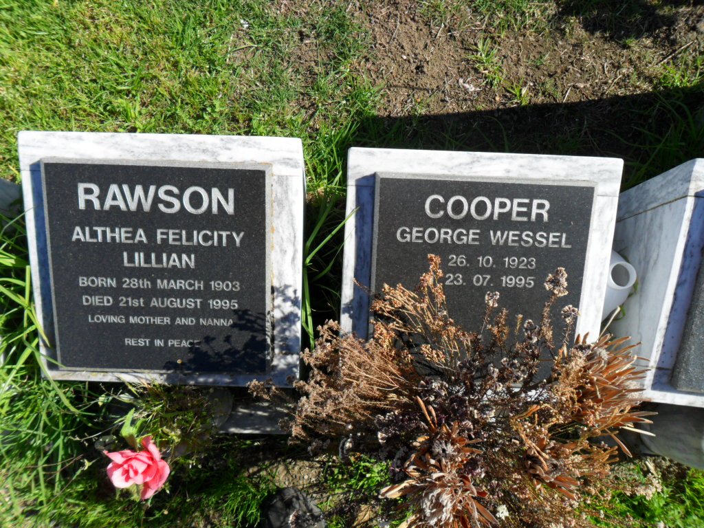 RAWSON Althea Felicity Lillian 1903-1995 :: COOPER George Wessel 1923-1995