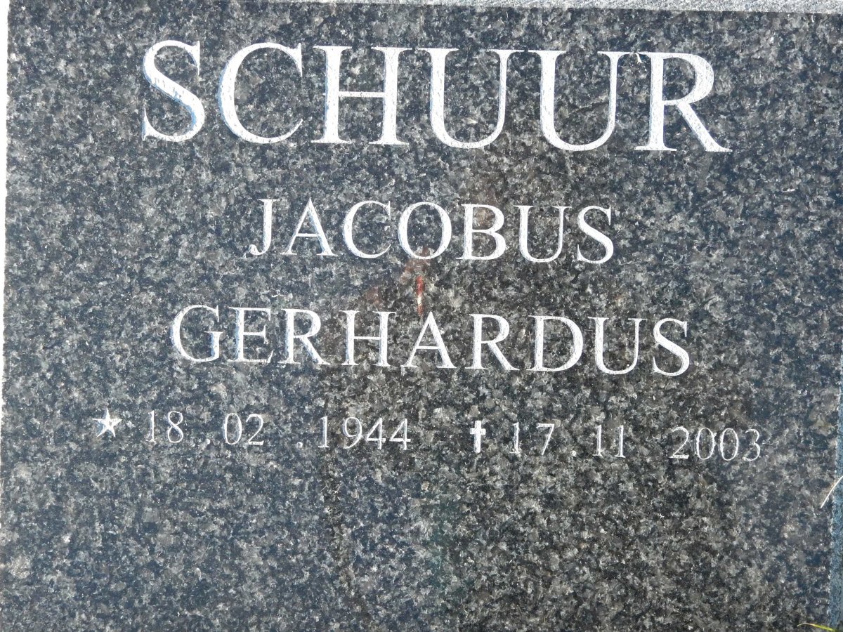 SCHUUR Jacobus Gerhardus 1944-2003