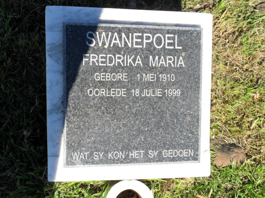 SWANEPOEL Fredrika Maria 1910-1999