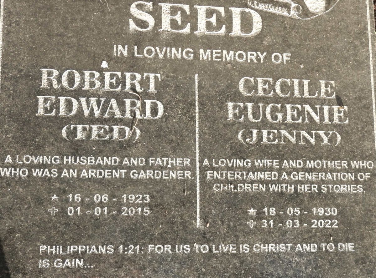 SEED Robert  Edward 1023-2015 &amp; Cecile Eugenie 1930-2022