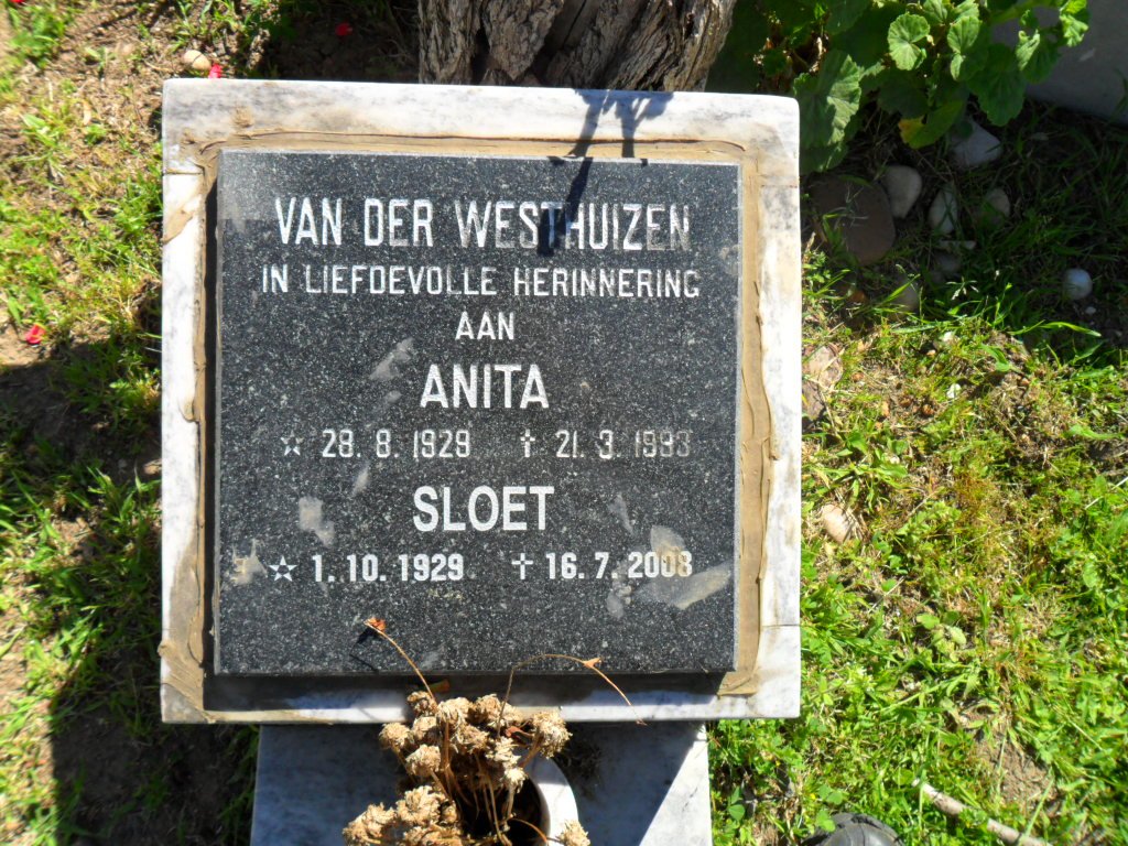 WESTHUIZEN Sloet, van der 1929-2008 &amp; Anita 1929-1993