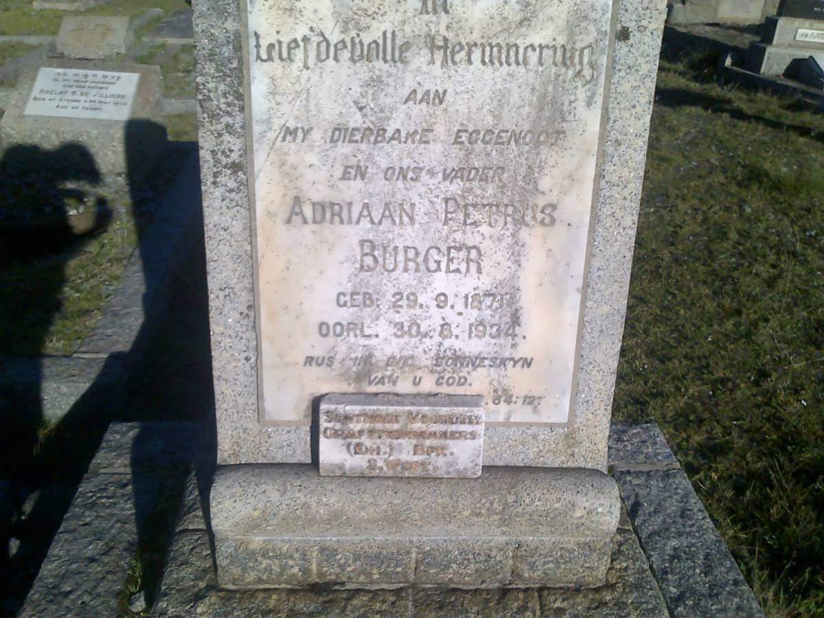 BURGER Adriaan Petrus 1871-1934