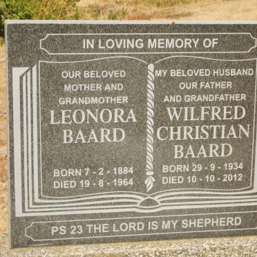 BAARD Leonora 1884-1964 :: BAARD Wilfred Christian 1934-2012