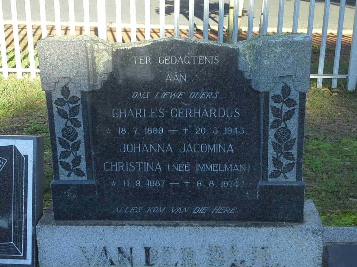 BIJL Charles Gerhardus, van der 1890-1943 &amp; Johanna Jacomina Christina IMMELMAN 1887-1974