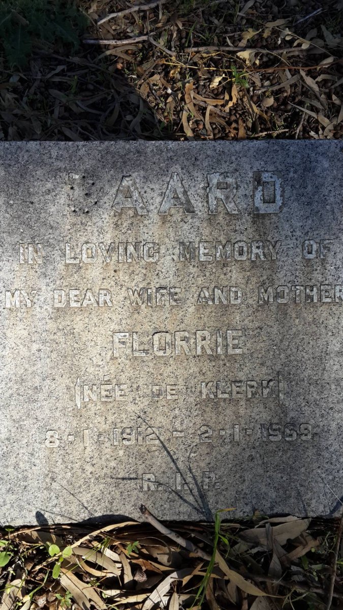 BAARD Florrie nee DE KLERK 1912-1969