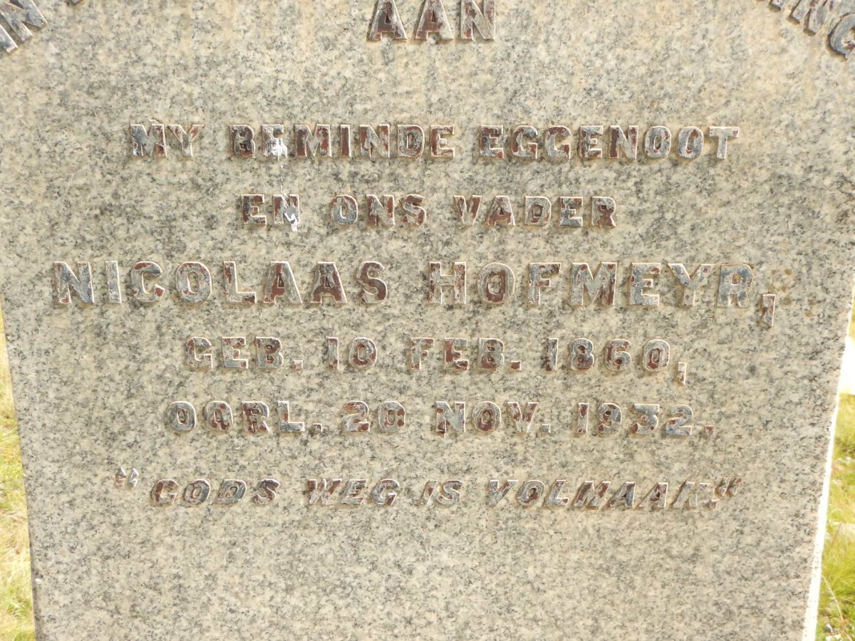 HOFMEYR Nicolaas 1860-1932