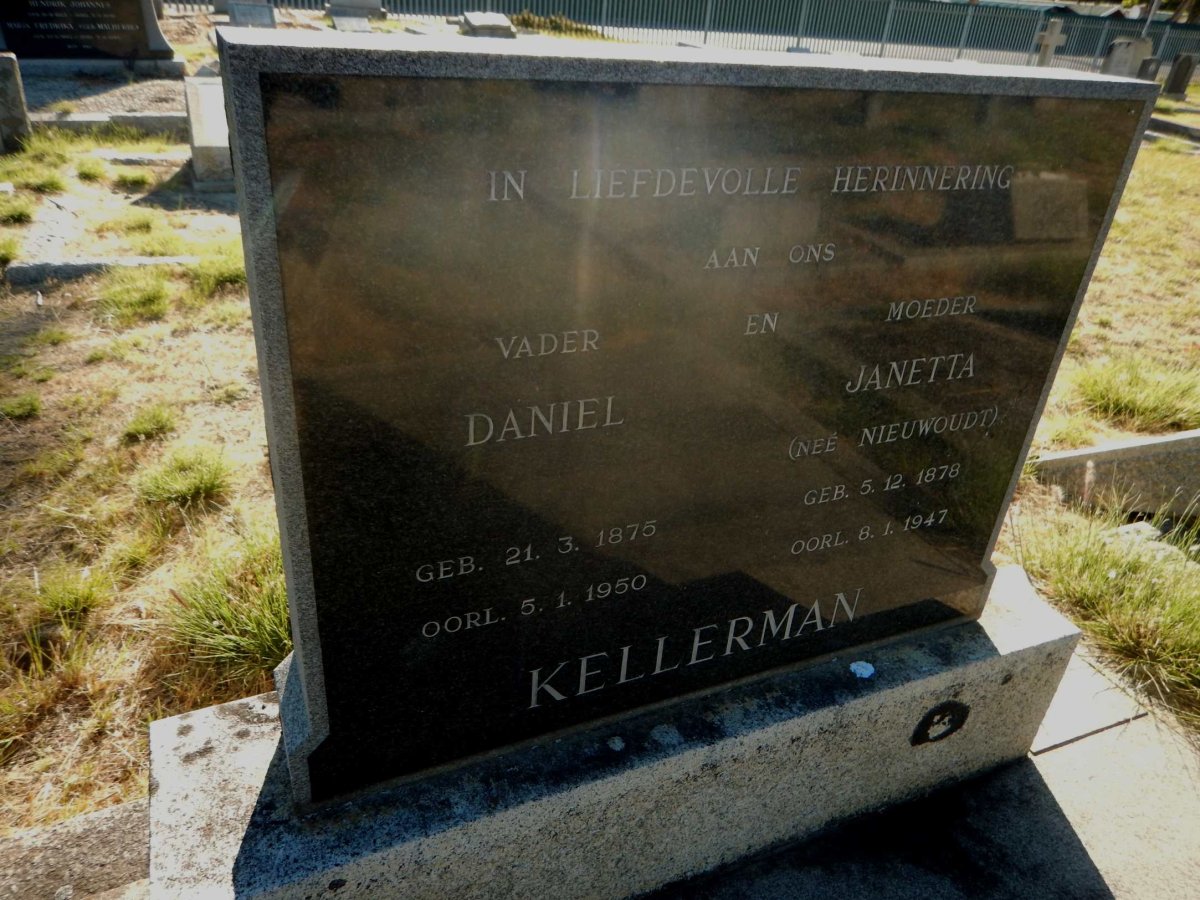 KELLERMAN Daniel 1875-1950 &amp; Janetta NIEUWOUDT 1878-1947